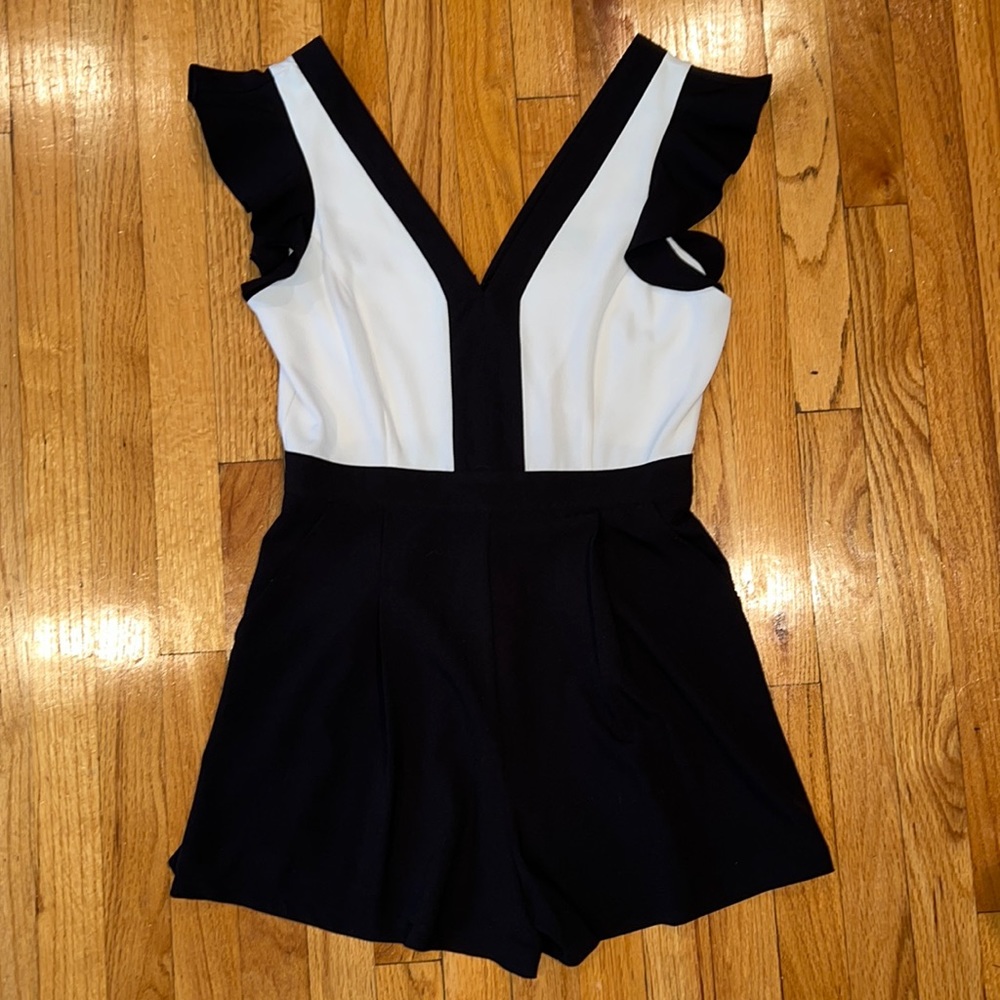 AQUA black and white romper